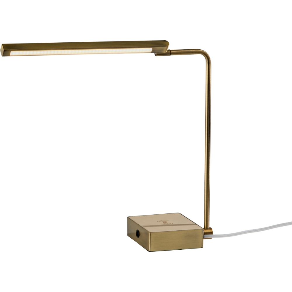 Adesso Sawyer AdessoCharge LED Adjustable Desk Lamp, 24-1/2inH, Antique Brass