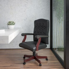 Load image into Gallery viewer, Flash Furniture Martha Washington LeatherSoft Faux Leather High-Back Swivel Office Chair, Black