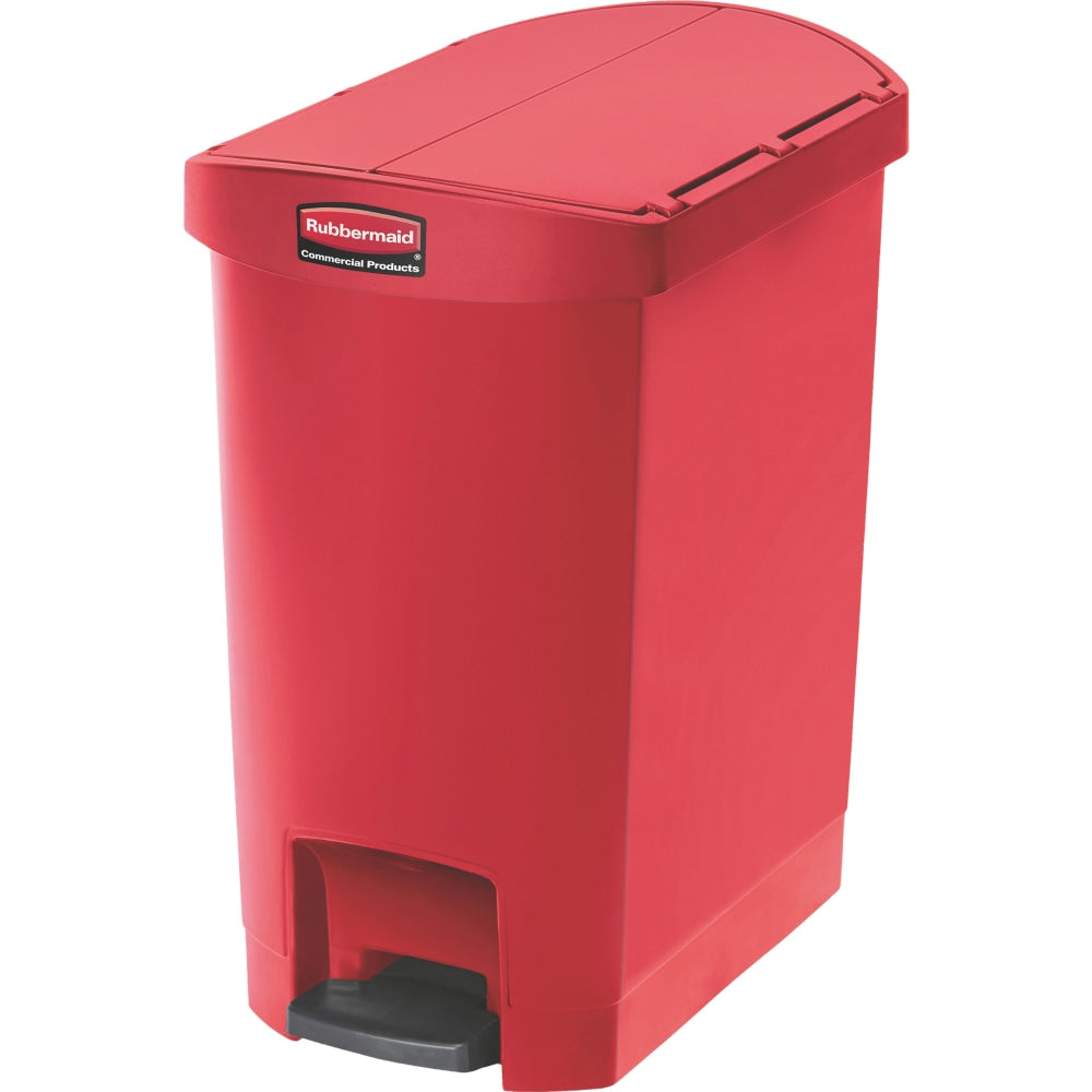 Rubbermaid Slim Jim Resin Step-On Trash Container, 8 Gallons, Red