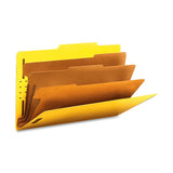 Smead Classification Folders, Top-Tab With SafeSHIELD Coated Fasteners, 3 Dividers, 3in Expansion, Legal Size, 50% Recycled, Yellow, Box Of 10