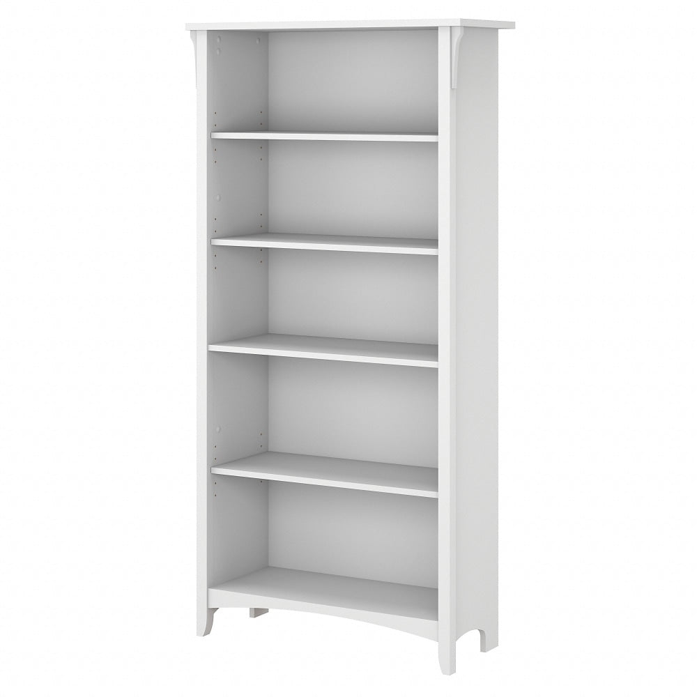Bush Furniture Salinas 63inH 5-Shelf Bookcase, Shiplap Gray/Pure White, Standard Delivery