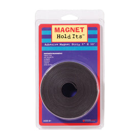Dowling Magnets Adhesive Magnet Strip, 1in x 10ft, Black, Pack Of 6 Rolls
