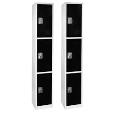 Load image into Gallery viewer, Alpine Large 3-Tier Steel Lockers, 72inH x 12inW x 12inD, Black, Pack Of 2 Lockers