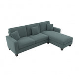 Bush Furniture Stockton 102inW Sectional Couch With Reversible Chaise Lounge, Turkish Blue Herringbone, Standard Delivery