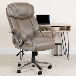 Flash Furniture Hercules LeatherSoft Faux Leather High-Back Big & Tall Ergonomic Office Chair, Taupe/Gray