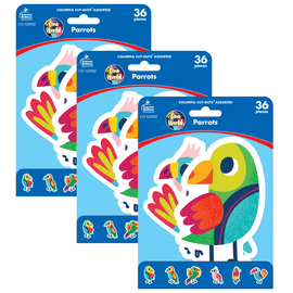 Carson Dellosa Education Cut-Outs, One World Parrots, 36 Cut-Outs Per Pack, Set Of 3 Packs