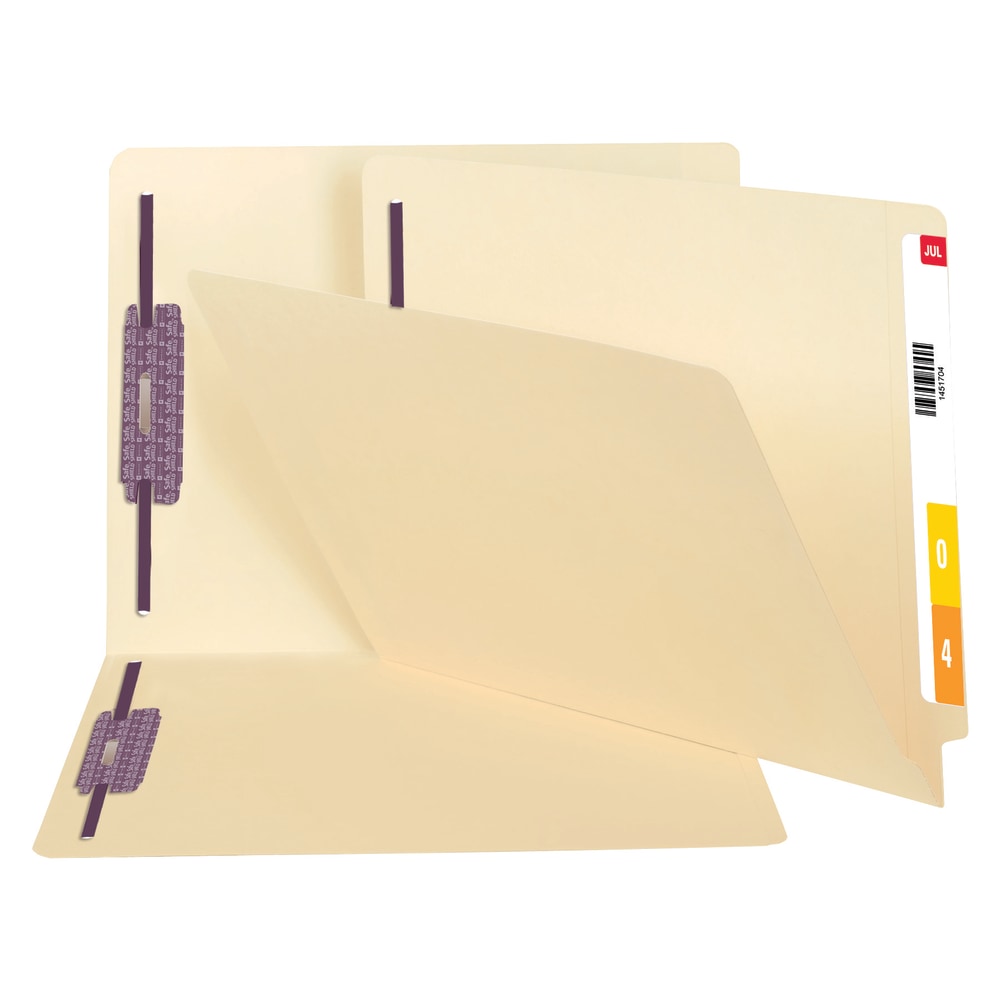 Smead End-Tab Fastener Folders With SafeSHIELD Coated Fasteners, 14 Pt., Letter Size, Box Of 50