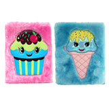 Inkology Plush Journals, A5 Size, Wide Ruled, 256 Pages (128 Sheets), Cupcake/Ice Cream, Pack Of 6 Journals
