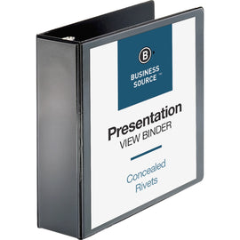 Business Source Round Ring Standard View Binders, 3in Ring, 8 1/2in x 11in, Black