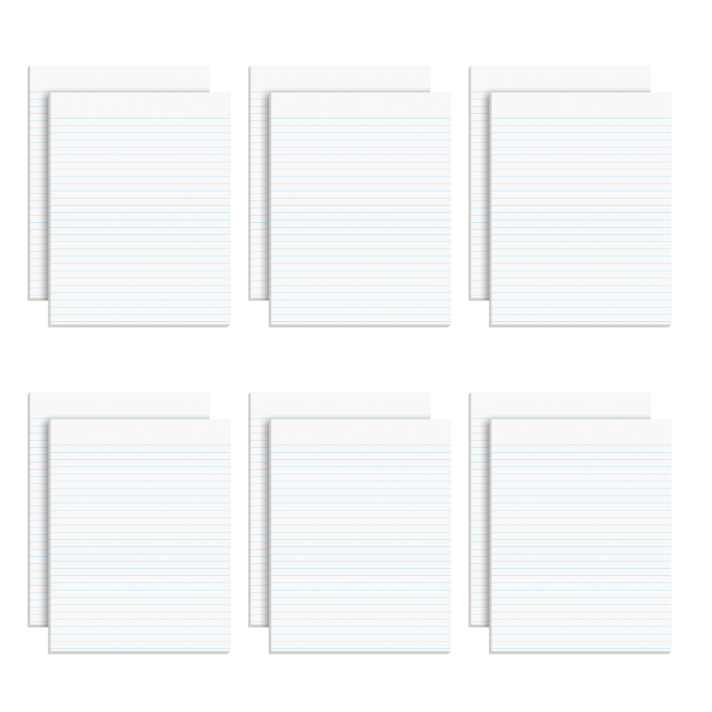 TOPS Second Nature 100% Recycled Glue-Top Writing Pads, 8 1/2in x 11in, Wide Ruled, 50 Sheets, White, Pack Of 12 Pads