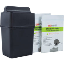 Load image into Gallery viewer, Range Kleen 600-02 Trap the Grease: Fat Trapper System with 2 Grease Disposable Bags - 22 fl oz Capacity - Recyclable, Dishwasher Safe, Heavy Duty - 8.5in Height x 3.8in Width x 4.5in Depth - Polypropylene - Black