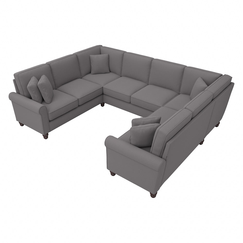 Bush Furniture Hudson 113inW U-Shaped Sectional Couch, French Gray Herringbone Fabric, Standard Delivery