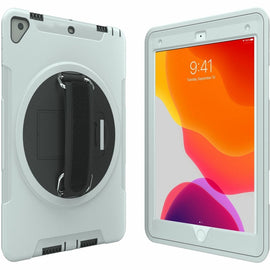 CTA Digital Protective Case with Build in 360 deg. Rotatable Grip Kickstand for iPad 7th/ 8th/ 9th Gen 10.2, iPad Air 3, iPad Pro 10.5, White - Impact Resistant, Drop Resistant - Silicone Body - Hand Strap - 10.3in Height x 7.3in Width x 0.8in Depth - 1 P