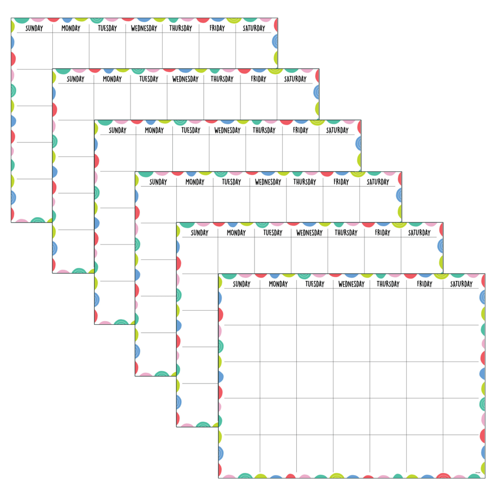 Creative Teaching Press Rainbow Doodles Calendar Charts, 22in x 17in, Multicolor, Pack Of 6 Charts