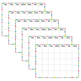 Creative Teaching Press Rainbow Doodles Calendar Charts, 22in x 17in, Multicolor, Pack Of 6 Charts