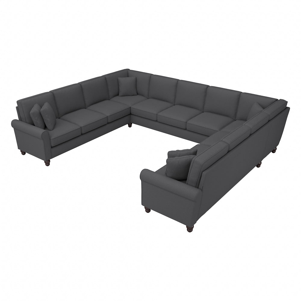 Bush Furniture Hudson 137inW U-Shaped Sectional Couch, Charcoal Gray Herringbone, Standard Delivery