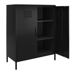 Ameriwood Home Mission District 2-Door 3-Shelf Metal Locker Storage Cabinet, 40inH x 31-1/2inW x 15-3/4inD, Black