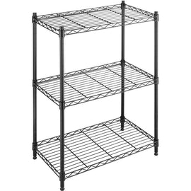 Whitmor Storage Rack - 3 Tier(s) - 29.9in Height x 23.2in Width13.1in Length - Floor - Heavy Duty, Adjustable Leveler, Durable - Black - Steel