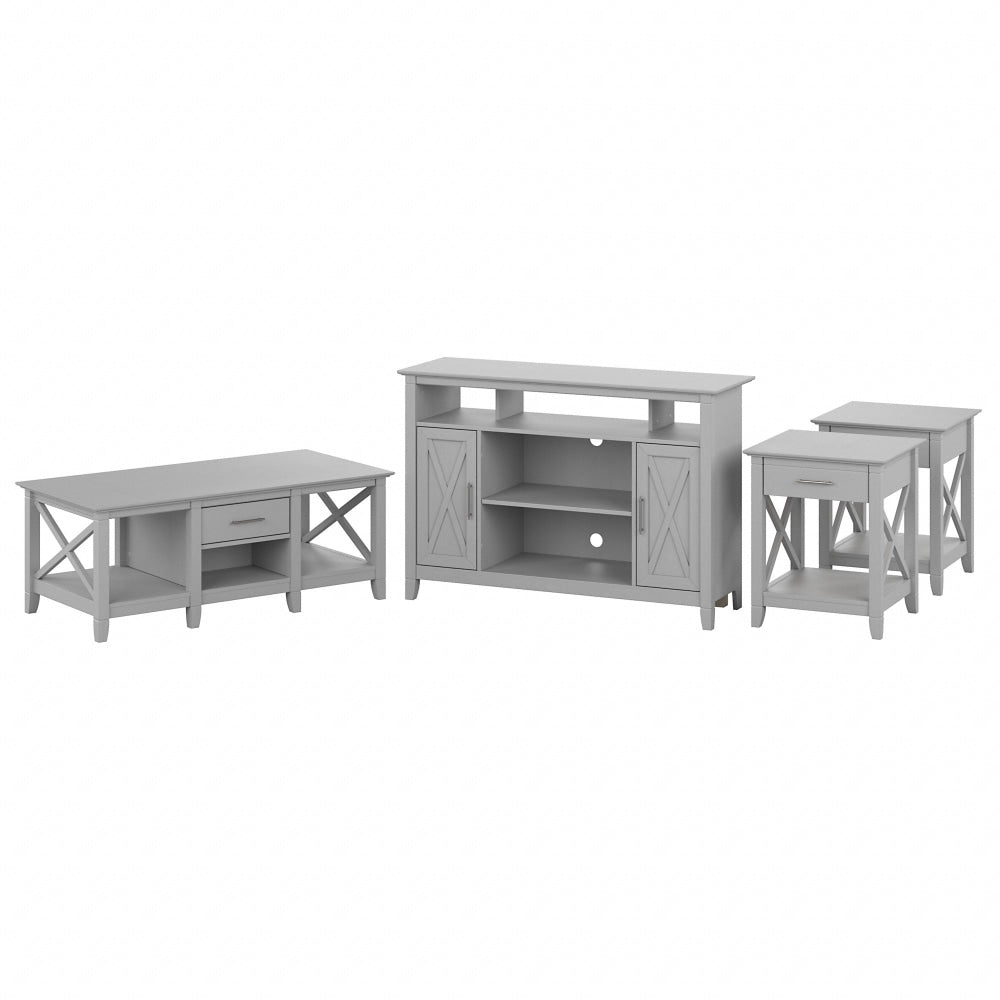 Bush Furniture Key West Tall TV Stand for 55in TV With Coffee Table And End Tables, Cape Cod Gray, Standard Delivery