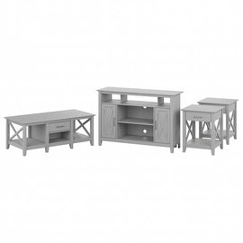 Bush Furniture Key West Tall TV Stand for 55in TV With Coffee Table And End Tables, Cape Cod Gray, Standard Delivery