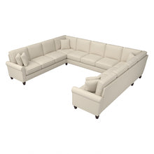 Load image into Gallery viewer, Bush Furniture Hudson 137inW U-Shaped Sectional Couch, Cream Herringbone, Standard Delivery