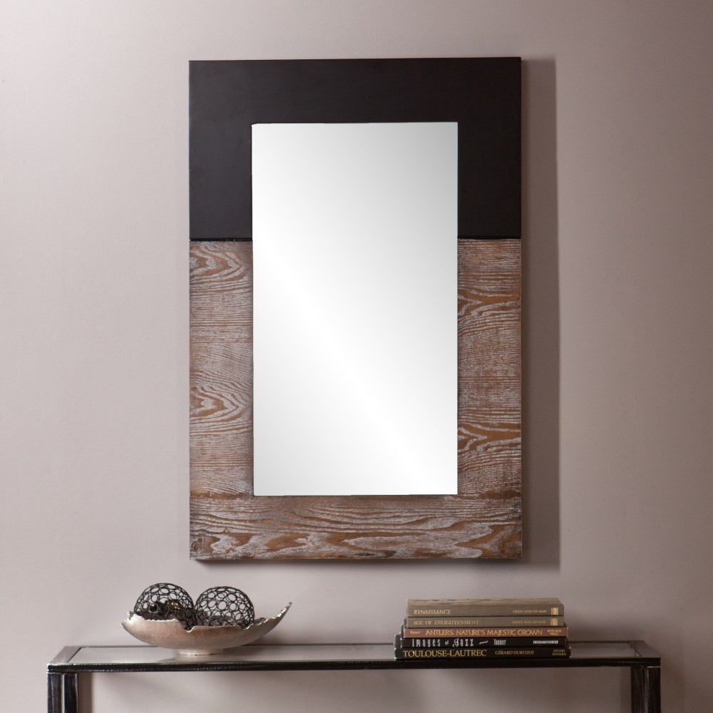 Holly & Martin Wagars Wall Mirror, 36inH x 24inW x 1 3/4inD, Black/Burnt Oak