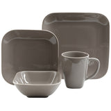Gibson Home Square Dance 16-Piece Dinnerware Set, Gray