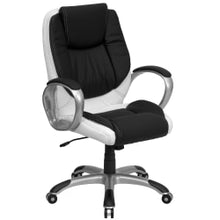 Load image into Gallery viewer, Flash Furniture LeatherSoft Faux Leather Mid-Back Swivel Chair, Black/White/Titanium