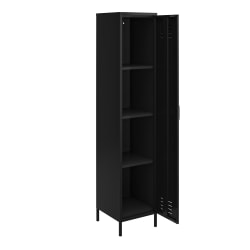 Ameriwood Home Mission District 4-Shelf Single Metal Locker Storage Cabinet, 72-13/16inH x 15inW x 15-3/4inD, Black