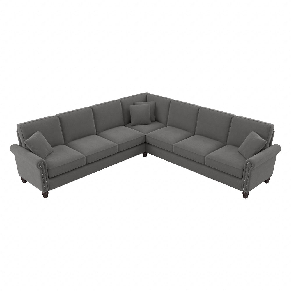 Bush Furniture Coventry 111inW L-Shaped Sectional Couch, French Gray Herringbone, Standard Delivery