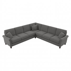 Bush Furniture Coventry 111inW L-Shaped Sectional Couch, French Gray Herringbone, Standard Delivery
