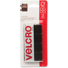 Load image into Gallery viewer, VELCRO Brand Sticky Back Squares, 0.88inW x 0.88inL, Black, Pack Of 12