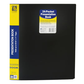 C-Line Bound Sheet Protector Presentation Book, 24 Pockets, 8 1/2in x 11in, Black, Pack Of 4