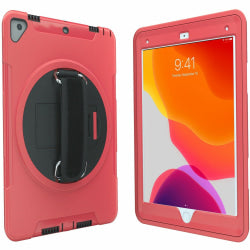 CTA Digital Protective Case with Build in 360 deg. Rotatable Grip Kickstand for iPad 7th/ 8th/ 9th Gen 10.2, iPad Air 3, iPad Pro 10.5, Red - Impact Resistant, Drop Resistant - Silicone Body - Hand Strap - 10.3in Height x 7.3in Width x 0.8in Depth - 1 Pac