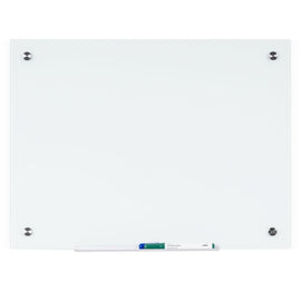 Bi-silque Magnetic Glass Dry Erase Board - 18in (1.5 ft) Width x 24in (2 ft) Height - White Glass Surface - Rectangle - Horizontal/Vertical - 1 Each
