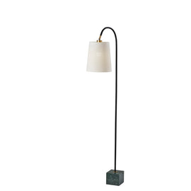 Adesso Hanover Floor Lamp, 62inH, Off-White Shade/Green Marble Base