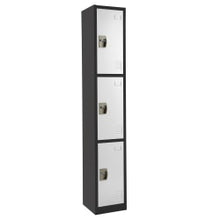 Load image into Gallery viewer, Alpine Large 3-Tier Steel Lockers, 72inH x 12inW x 12inD, Black/White, Pack Of 2 Lockers