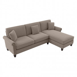 Bush Furniture Coventry 102inW Sectional Couch With Reversible Chaise Lounge, Tan, Standard Delivery