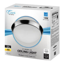 Load image into Gallery viewer, Euri Indoor Round LED Ceiling Light Fixture, 13in, Dimmable, 3000K, 19 Watts, 1,500 Lumens, Chrome/Frosted Plastic