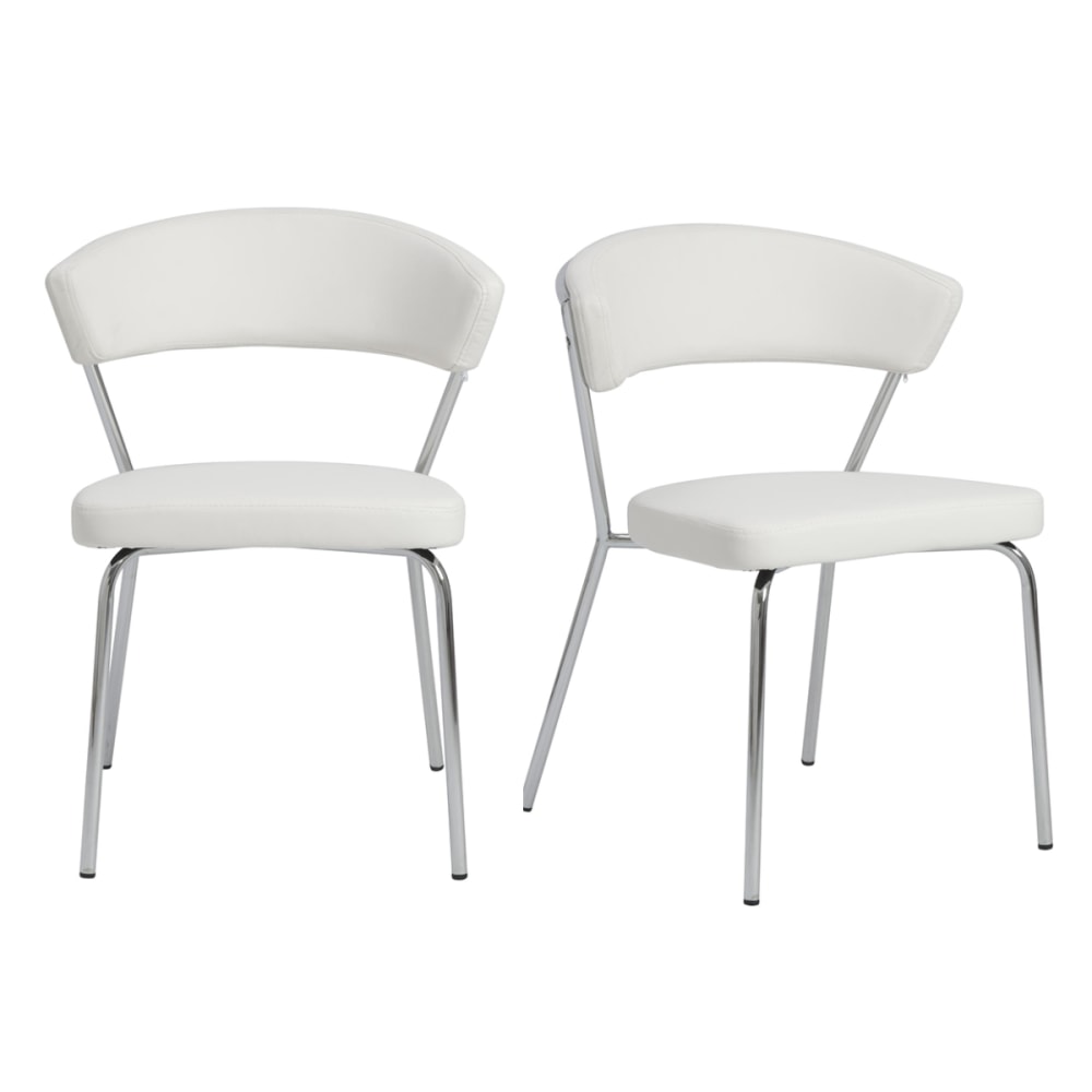Eurostyle Draco Dining Chairs, White/Chrome, Set Of 2 Chairs