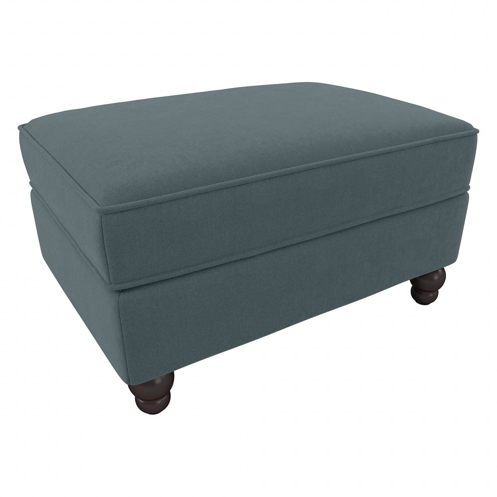 Bush Furniture Hudson Storage Ottoman, Turkish Blue Herringbone Fabric, Standard Delivery