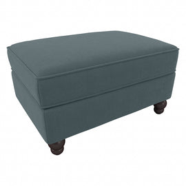 Bush Furniture Hudson Storage Ottoman, Turkish Blue Herringbone Fabric, Standard Delivery