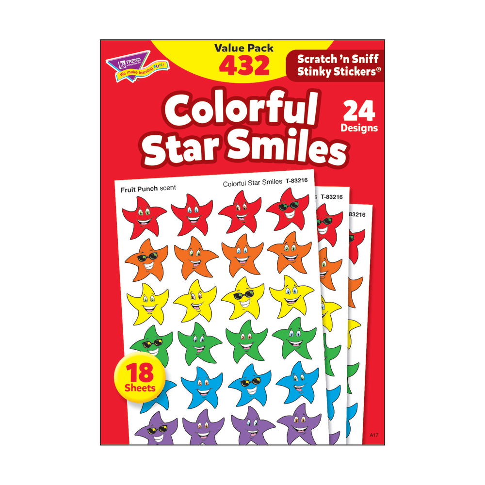 Trend Stinky Stickers, Smiley Stars, Pack Of 432