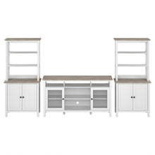 Load image into Gallery viewer, Bush Furniture Mayfield TV Stand for 70in TVs With Storage Bookcases, Shiplap Gray/Pure White, Standard Delivery