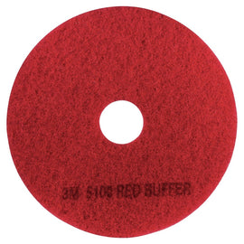 3M 5100 Buffer Floor Pads, 14in Diameter, Red, Pack Of 5