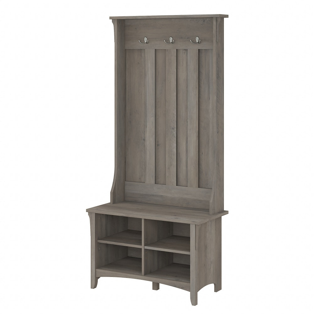 Bush Furniture Salinas Hall Tree with Shoe Storage Bench, Driftwood Gray, Standard Delivery