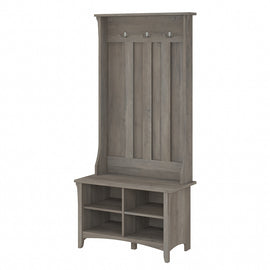 Bush Furniture Salinas Hall Tree with Shoe Storage Bench, Driftwood Gray, Standard Delivery