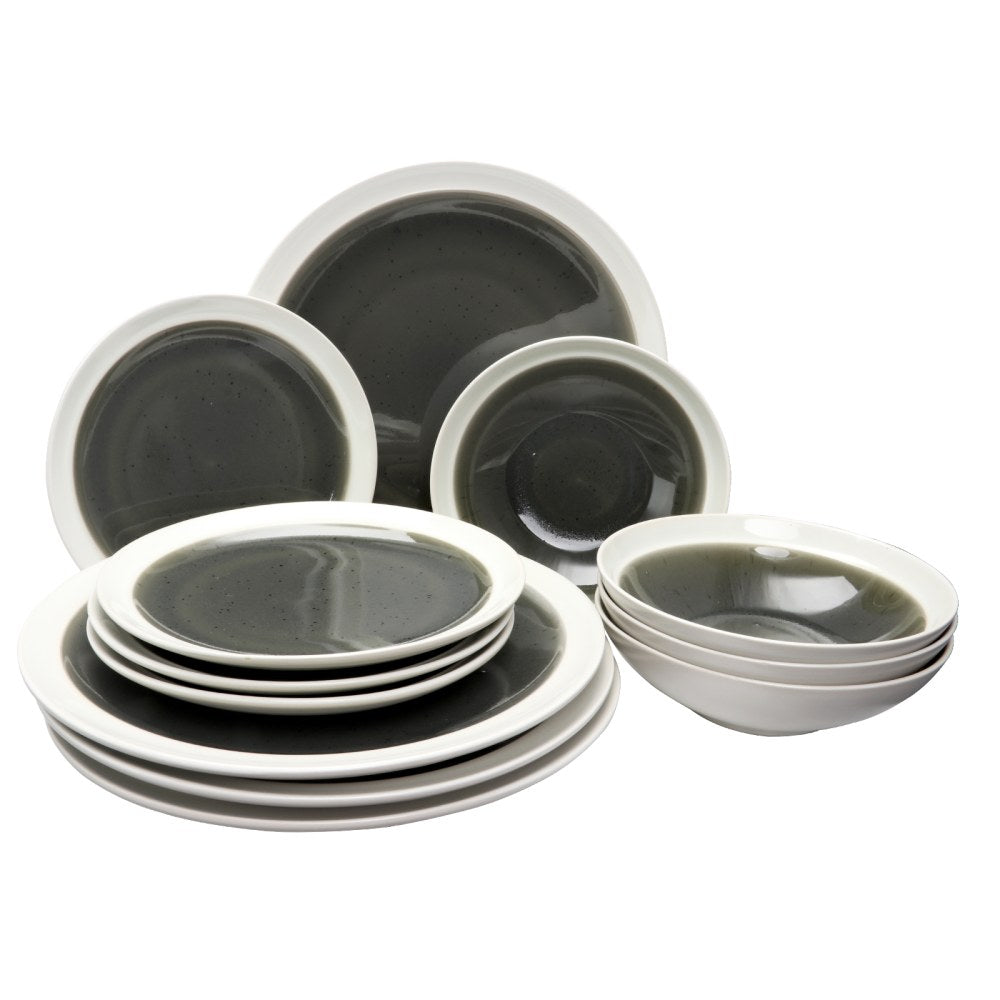 Gibson Elite Clementine 12-Piece Dinnerware Set, Gray