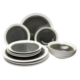 Gibson Elite Clementine 12-Piece Dinnerware Set, Gray