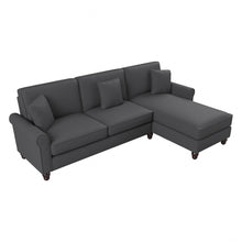 Load image into Gallery viewer, Bush Furniture Hudson 102inW Sectional Couch With Reversible Chaise Lounge, Charcoal Gray Herringbone, Standard Delivery